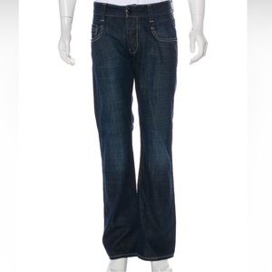 Men's dark wash blue G-Star RAW distressed
relaxed jeans